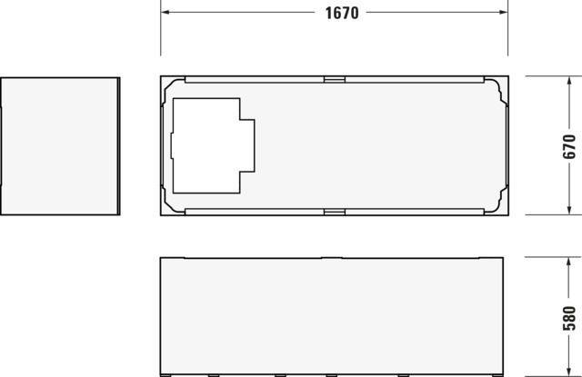 Duravit Rechteck-Badewanne Daro 170 x 70 x 46 cm, Einbauversion, 1 Rückenschräge, weiß