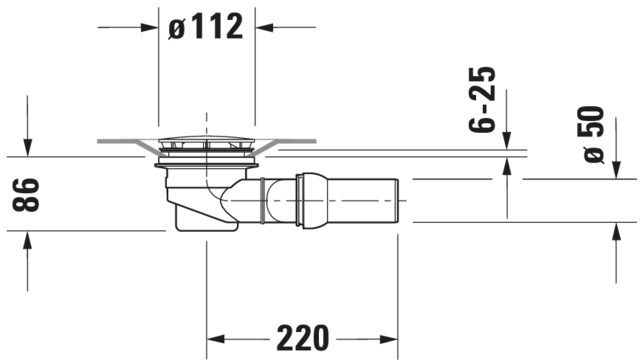 Duravit Duschwannenablauf PuraVida d= 9cm, Abgang waagerecht, chrom