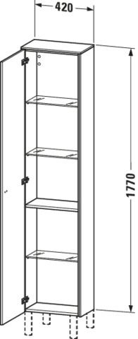 Duravit Hochschrank Brioso 42x24x177cm, Tür links, chrom/Graphit matt