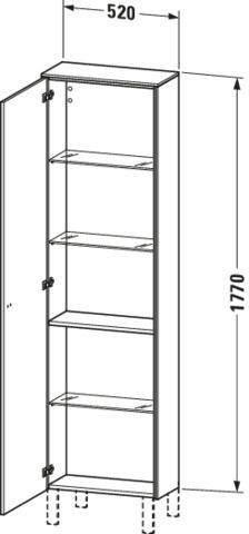 Duravit Hochschrank Brioso 52x24x177cm, Tür rechts, weiß Hochglanz