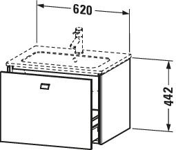 Duravit Waschtisch-Unterschrank Brioso 62 x 47,9 cm, chrom/Nussbaum dunkel, 1 Auszug, wandhängend
