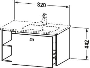 Duravit Waschtisch-Unterschrank Brioso 82x47,9x44,2cm, 1 Auszug, Becken rechts, chrom/Betongrau matt