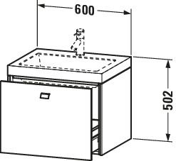 Duravit Waschtischunterschrankset Brioso 60 x 48 cm, Basalt matt, ohne Hahnloch