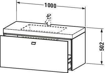 Duravit Waschtischunterschrankset Brioso 100 x 48 cm, chrom/Eiche schwarz, 1 Hahnloch