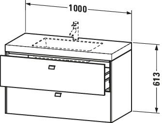 Duravit Waschtischunterschrankset Brioso 100 x 48 cm, chrom/Betongrau matt, ohne Hahnloch