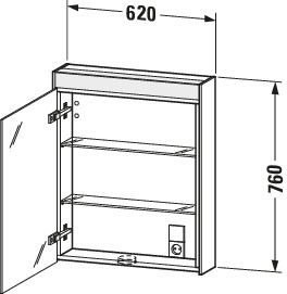 DU Spiegelschrank Brioso m. Bel., 1 Tür TA links, 700x620x148mm, Leinen, F