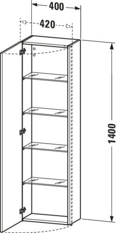 Duravit Hochschrank DuraStyle 40x24x140cm, Tür links, Eiche schwarz