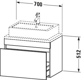 Duravit Waschtisch-Unterschrank Compact DuraStyle 70 x 47,8 cm, Eiche terra, für Konsole, 1 Auszug