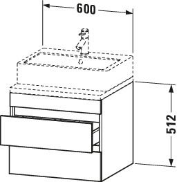 Duravit Waschtisch-Unterschrank DuraStyle 60 x 54,8 cm, Eiche natur, für Konsole, 2 Schubkästen