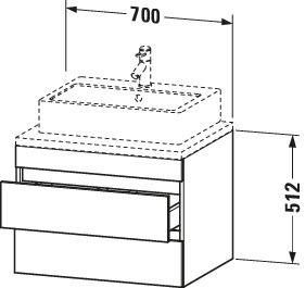 Duravit Waschtisch-Unterschrank DuraStyle 70 x 54,8 cm, Eiche natur, für Konsole, 2 Schubkästen