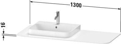 Duravit Waschtisch-Konsole Happy D.2 Plus 130x55cm, mit 1 Ausschnitt, Becken links, leinen