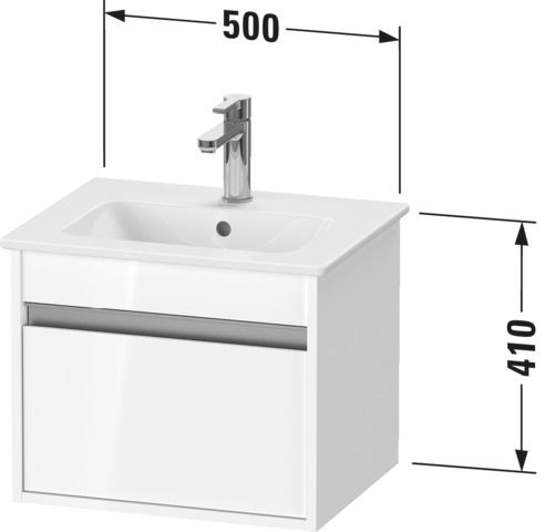 Duravit Waschtisch-Unterschrank Ketho Compact 50x41,2x41cm, 1 Auszug, wandhängend, Eiche schwarz