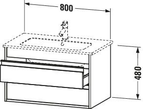 Duravit Waschtisch-Unterschrank Ketho 80 x 47,5 cm, Eiche terra, 2 Schubkästen, wandhängend