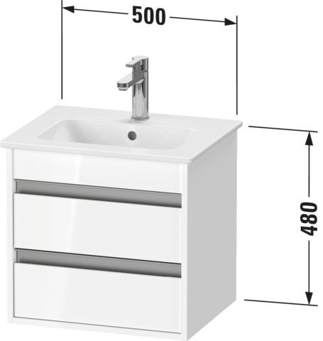 Duravit Waschtisch-Unterschrank Ketho Compact 50x41,2x48cm, 2 Schubkästen, wandhängend, weiß hochglanz