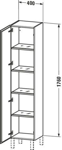 Duravit Hochschrank L-Cube 40x36,3x176cm, Tür links, eiche terra