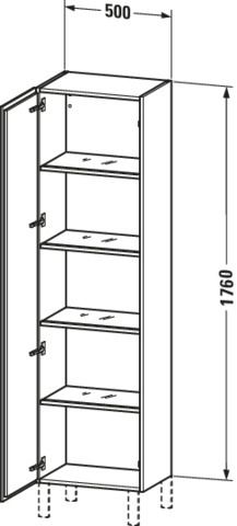 Duravit Hochschrank L-Cube 50x36,3x176cm, Tür rechts, eiche schwarz