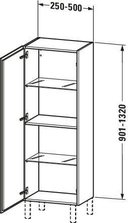 Duravit Halbhochschrank L-Cube individual, Tür links, eiche schwarz