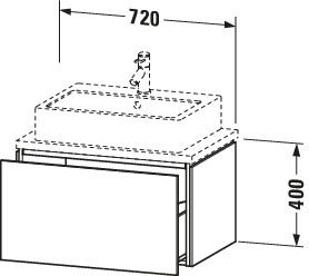 Duravit Waschtisch-Unterschrank Compact L-Cube 72 x 47,7 cm, eiche schwarz, für Konsole, 1 Auszug