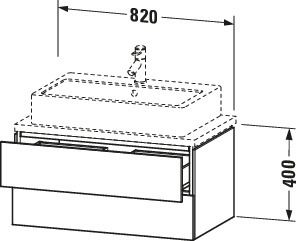 Duravit Waschtisch-Unterschrank Compact L-Cube 82 x 47,7 cm, eiche schwarz, für Konsole, 2 Schubkästen