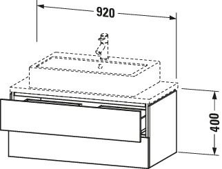 Duravit Waschtisch-Unterschrank Compact L-Cube 92 x 47,7 cm, eiche terra, für Konsole, 2 Schubkästen