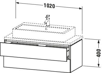 Duravit Waschtisch-Unterschrank Compact L-Cube 102 x 47,7 cm, eiche schwarz, für Konsole, 2 Schubkästen