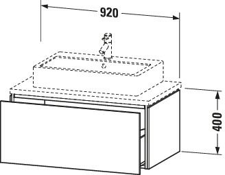 Duravit Waschtisch-Unterschrank L-Cube 92 x 54,7 cm, eiche schwarz, für Konsole, 1 Auszug