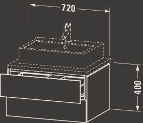 Duravit Waschtisch-Unterschrank L-Cube 72 x 54,7 cm, basalt matt, für Konsole, 2 Schubkästen