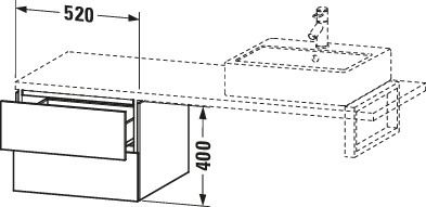 Duravit Unterschrank L-Cube 52 x 54,7 cm, eiche natur, für Konsole, 2 Schubkästen