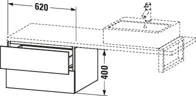 Duravit Unterschrank L-Cube 62 x 54,7 cm, weiß Hochglanz, für Konsole, 2 Schubkästen