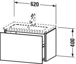 Duravit Waschtisch-Unterschrank Compact L-Cube 62 x 39,1 cm, amerikanischer nussbaum, 1 Auszug, wandhängend