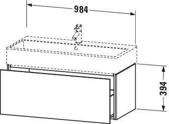 Duravit Waschtisch-Unterschrank L-Cube 98,4x 45,9 cm, eiche schwarz, 1 Auszug, wandhängend