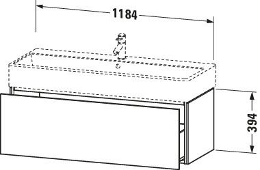 Duravit Waschtisch-Unterschrank L-Cube 118,4x 45,9 cm, eiche natur, 1 Auszug, wandhängend