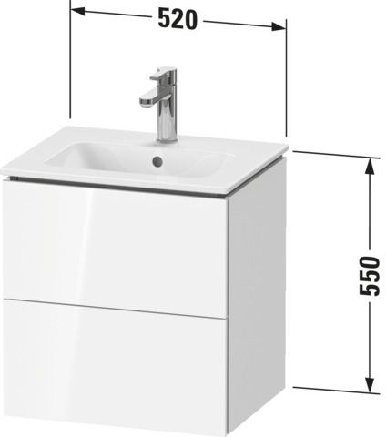 Duravit Waschtisch-Unterschrank Compact L-Cube 52x42,1x55cm, 2 Schubkästen, wandhängend, basalt matt