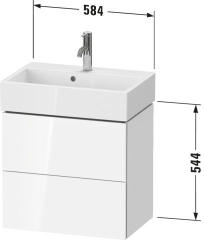 Duravit Waschtisch-Unterschrank Compact L-Cube 58,4x39,1x54,4cm, 2 Schubkästen, wandhängend, dolomiti grey Hochglanz