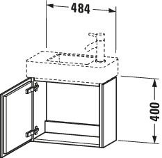 Duravit Waschtisch-Unterschrank L-Cube 48x24x40cm, wandhängend, Tür rechts, eiche natur