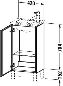 Duravit Waschtisch-Unterschrank L-Cube 42x29,4x70,4cm, stehend, Tür rechts, dolomiti grey Hochglanz