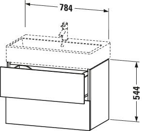 Duravit Waschtisch-Unterschrank L-Cube 78,4x 45,9 cm, weiß Hochglanz, 2 Schubkästen, wandhängend