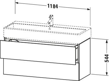 Duravit Waschtisch-Unterschrank L-Cube 118,4x 45,9 cm, eiche schwarz, 2 Schubkästen, wandhängend