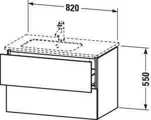 Duravit Waschtisch-Unterschrank L-Cube 82x48,1x55cm, 2 Schubkästen, Becken links, eiche schwarz
