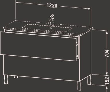 Duravit Waschtisch-Unterschrank L-Cube 122 x 48,1 cm, taupe matt, 2 Auszüge, stehend