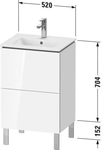 Duravit Waschtisch-Unterschrank L-Cube Compact 52x42,1x70,4cm, 2 Auszüge, stehend, flannel grey Hochglanz