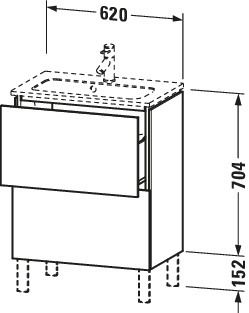 Duravit Waschtisch-Unterschrank Compact L-Cube 62 x 39,1 cm, eiche terra, 2 Auszüge, stehend