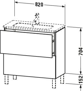 Duravit Waschtisch-Unterschrank Compact L-Cube 82 x 39,1 cm, weiß matt, 2 Auszüge, stehend