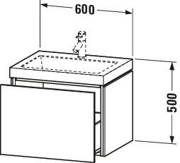 Duravit Waschtisch-Unterschrank c-bonded L-Cube 60 x 48 cm, ohne Hahnloch, nussbaum gebürstet, 1 Auszug, wandhängend
