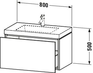Duravit Waschtisch-Unterschrank c-bonded L-Cube 80 x 48 cm, 1 Hahnloch, eiche schwarz, 1 Auszug, wandhängend