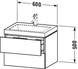 Duravit Waschtisch-Unterschrank c-bonded L-Cube 60 x 48 cm, ohne Hahnloch, graphit matt, 2 Schubkästen, wandhängend