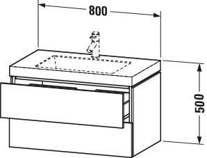 Duravit Waschtisch-Unterschrank c-bonded L-Cube 80 x 48 cm, ohne Hahnloch, amerikanischer nussbaum, 2 Schubkästen, wandhängend