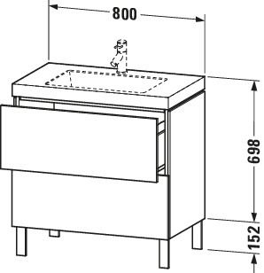 Duravit Waschtisch-Unterschrank c-bonded L-Cube 80 x 48 cm, 1 Hahnloch, flannel grey seidenmatt, 2 Auszüge, stehend