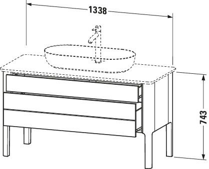 Duravit Waschtisch-Unterschrank Luv 133,8x57x74,3cm, 1 Schubkasten, 1 Auszug, stehend, Nachtblau Seidenmatt