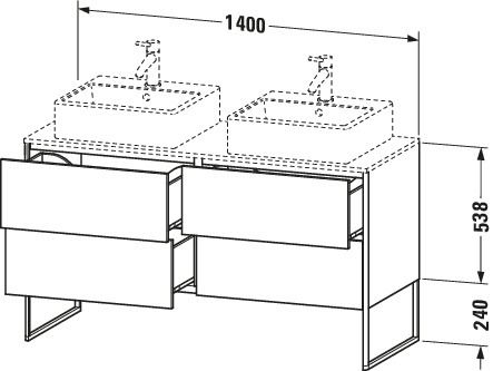 Duravit Waschtisch-Unterschrank XSquare 140x54,8x77,8cm, 4 Auszüge, stehend, Nordic weiß seidenmatt